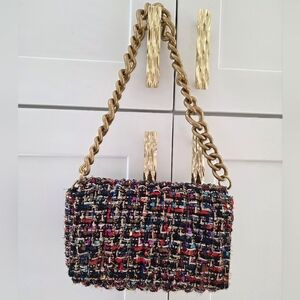 Chic Multicolor Tweed Chain Shoulder Bag Montana West